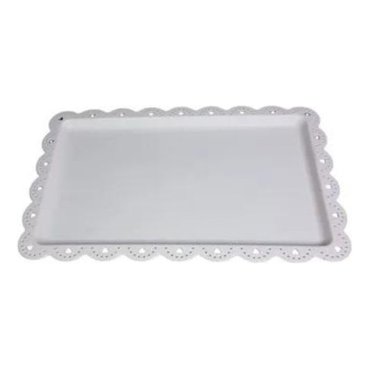 Bandeja Blanca Acrílica De Cumpleaños Reutilizable 27x34 Cm