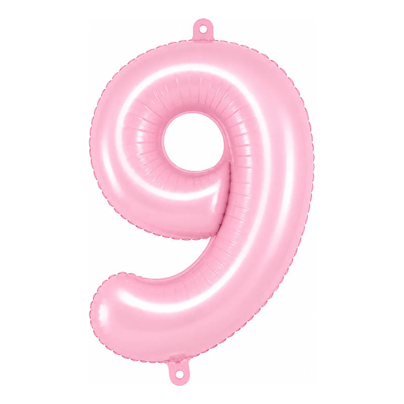 Globo Metálico Número 81 Cm Rosado Pastel Para Fiesta 9