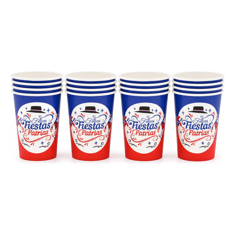 Vasos Desechables Polipapel Fiestas Patrias Chile 6 Unidades Rojo