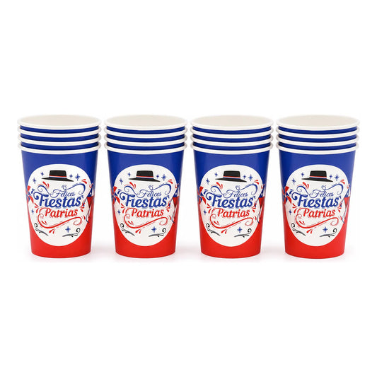 Vasos Desechables Polipapel Fiestas Patrias Chile 6 Unidades Rojo
