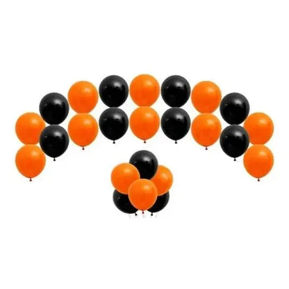 25 Globos Látex Fiestas Halloween Bicolor Naranjo Y Negro