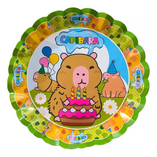 Pack 4 Bandejas Cumpleaños Capybara ,capibara (cartón 32 Cm)