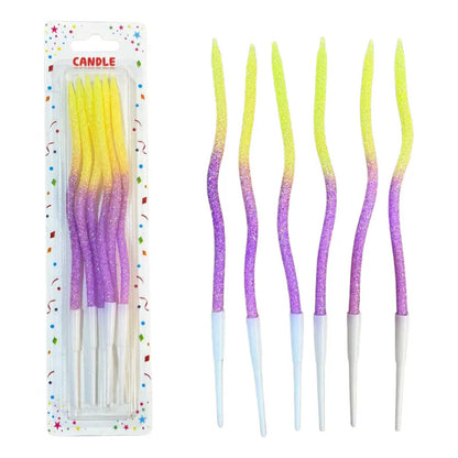Pack 6 Velas De Cumpleaños Ovaladas Degrade Glitter