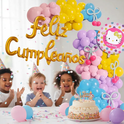 Decoración Globos Hello Kitty Cotillón Cumpleaños Rosa