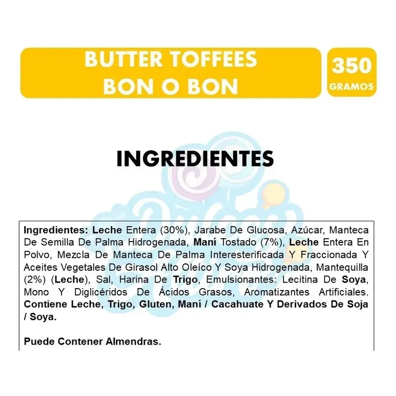 Caramelo Butter Toffes Bon O Bon - Bolsa Con 57 Unid Aprox