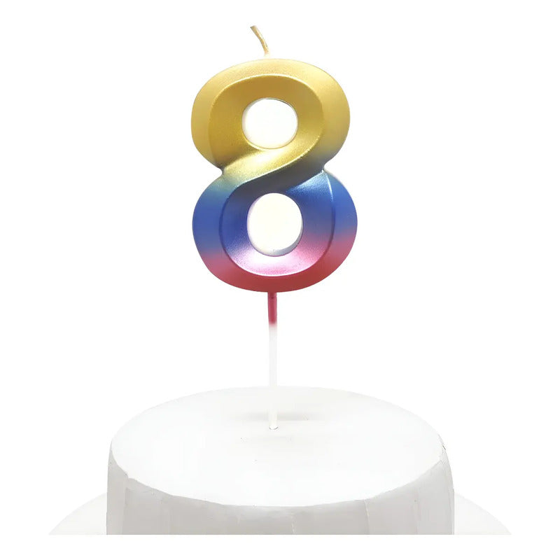 Vela De Cumpleaños Numeral Tornasol Brillante 5x7 Cm
