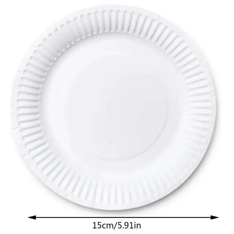 100 Plato Carton N°1 Desechable Fiesta Blanco 15cm Pequeño