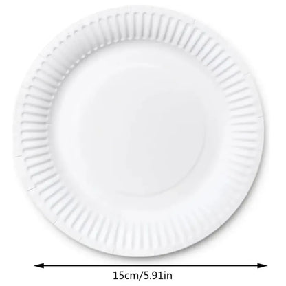 100 Plato Carton N°1 Desechable Fiesta Blanco 15cm Pequeño