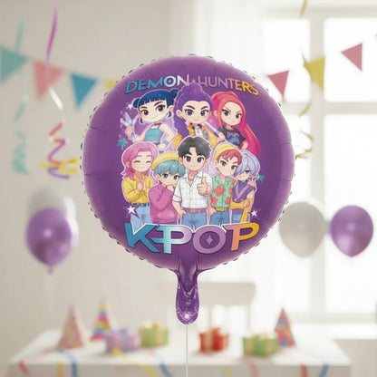 Pack 10 Globos Metálicos Guerreras Kpop Demon Hunters Violeta