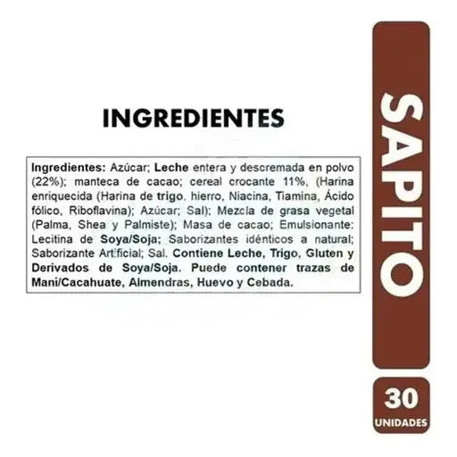Chocolates Sapito Arcor Rellenos Leche Cereales Bolsa 300g