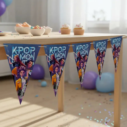 Banderín Colgante Decorativo Guerreras K-pop Demon Hunters Violeta