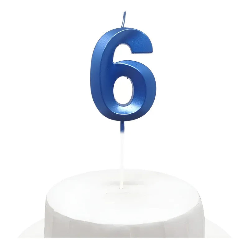 Vela De Cumpleaños Numeral Azul Brillante 5x7 Cm