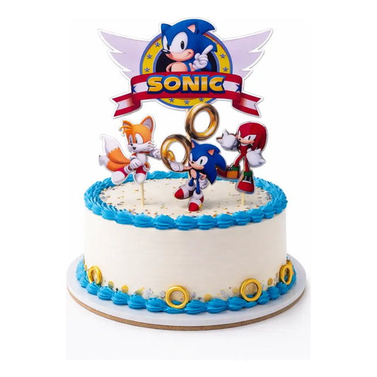 Pack 4 Topper Torta De Cumpleaños De Sonic