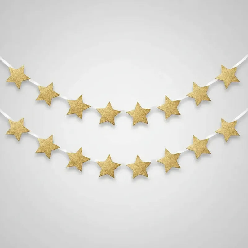 Guirnalda De Estrellas Doradas Glittel Decorativa Dorado
