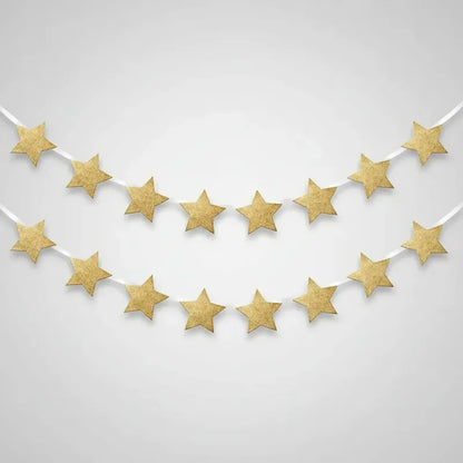 Guirnalda De Estrellas Doradas Glittel Decorativa Dorado