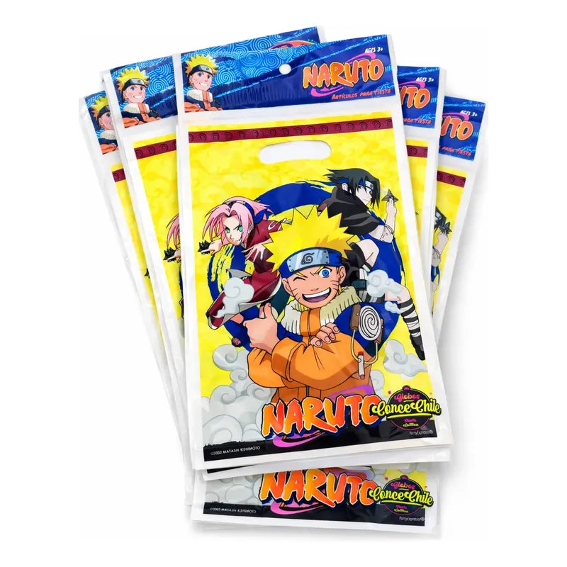 6 Bolsas De Cumpleaños Naruto Para Sorpresas Y Dulces Amarillo
