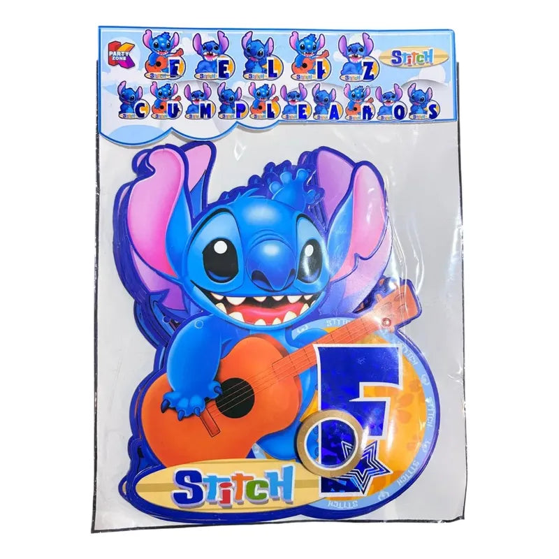 Banderín Decorativo Stitch De Dekotillon Para Fiestas 3d Azul