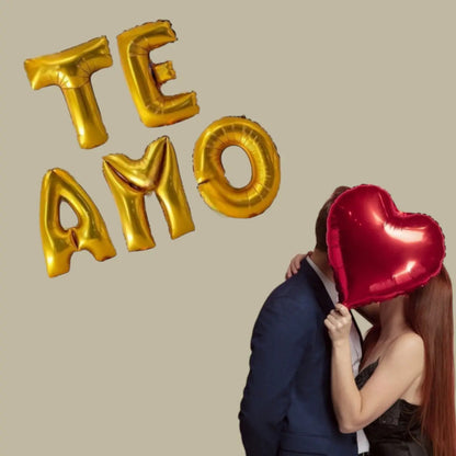 Set Globos Te Amo Metalicos Letras Frase Amor Especial 33cm
