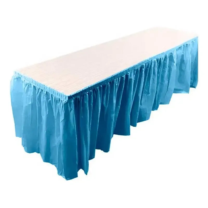 Faldon De Mesa Decoración De Fiestas 74 X 426 Cm Color Celeste Lisa