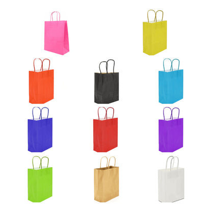 Pack 12 Bolsas De Papel Kraft De Color 27x21x11 Cm
