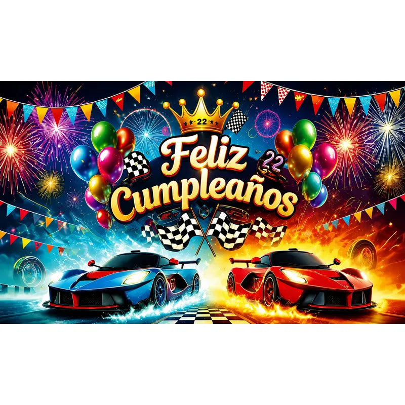 Pendón Cumpleaños Fondo De Tela Autos Cars Hot Wheels 70x120 Rojo