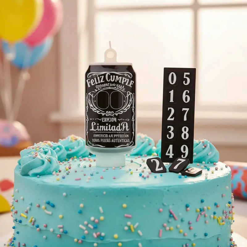 Vela Cumpleaños Lata Whisky + Números Personalizables