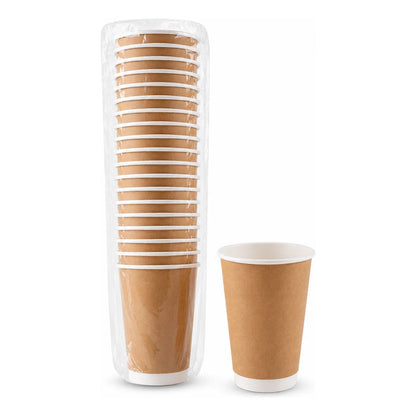 Vasos De Cartón Polipapel Doble Para Café 8oz Pack 25 Unid Beige