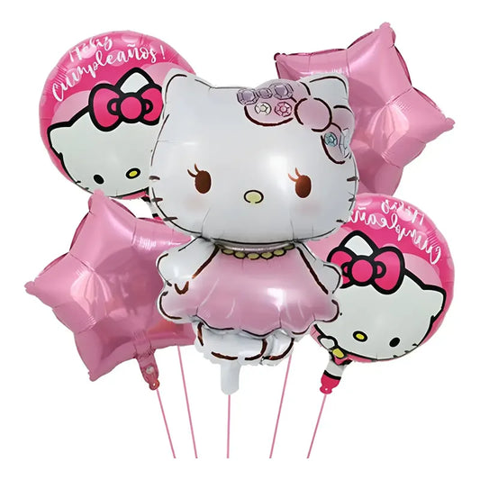 Set De Globos Metalizados Hello Kitty ( 5 Unidades ) Mora