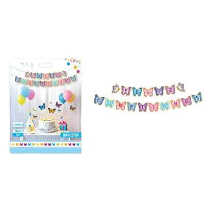 Guirnalda Feliz Cumpleaños Con Diseño De Mariposas Surtido