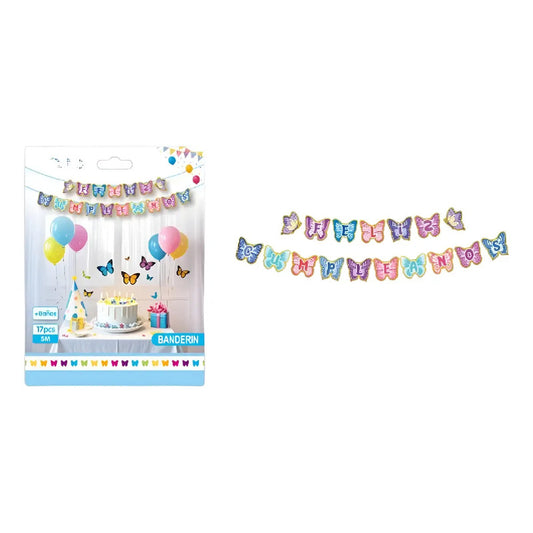 Guirnalda Feliz Cumpleaños Con Diseño De Mariposas Surtido