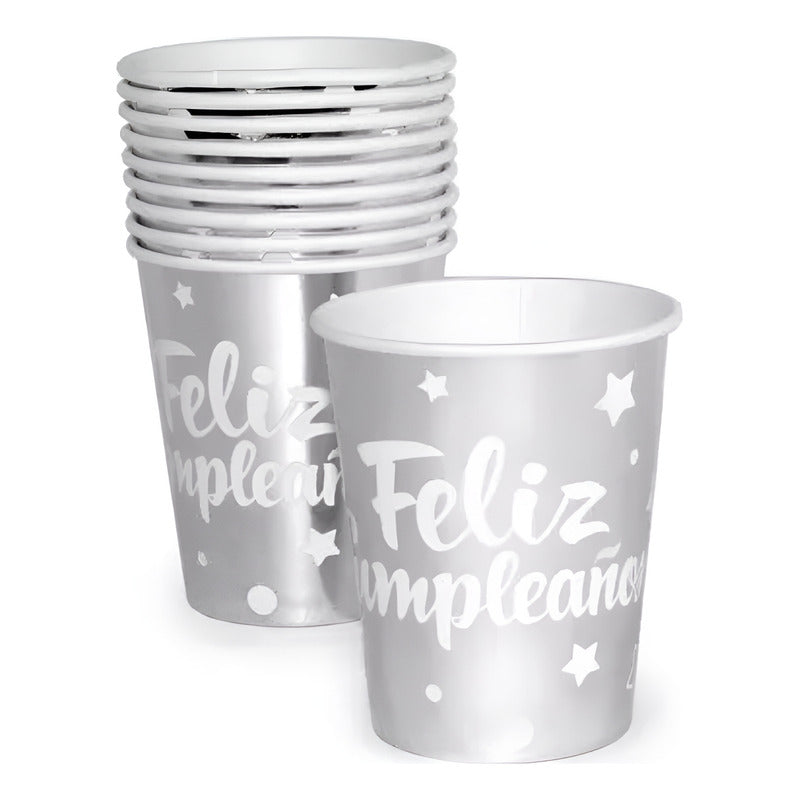 Vasos De Cartón Feliz Cumpleaños 10 Unidades