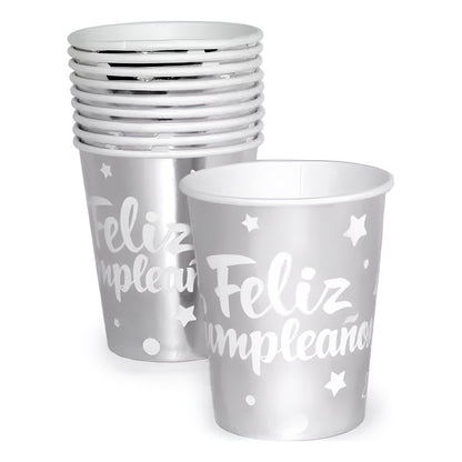 Vasos De Cartón Feliz Cumpleaños 10 Unidades