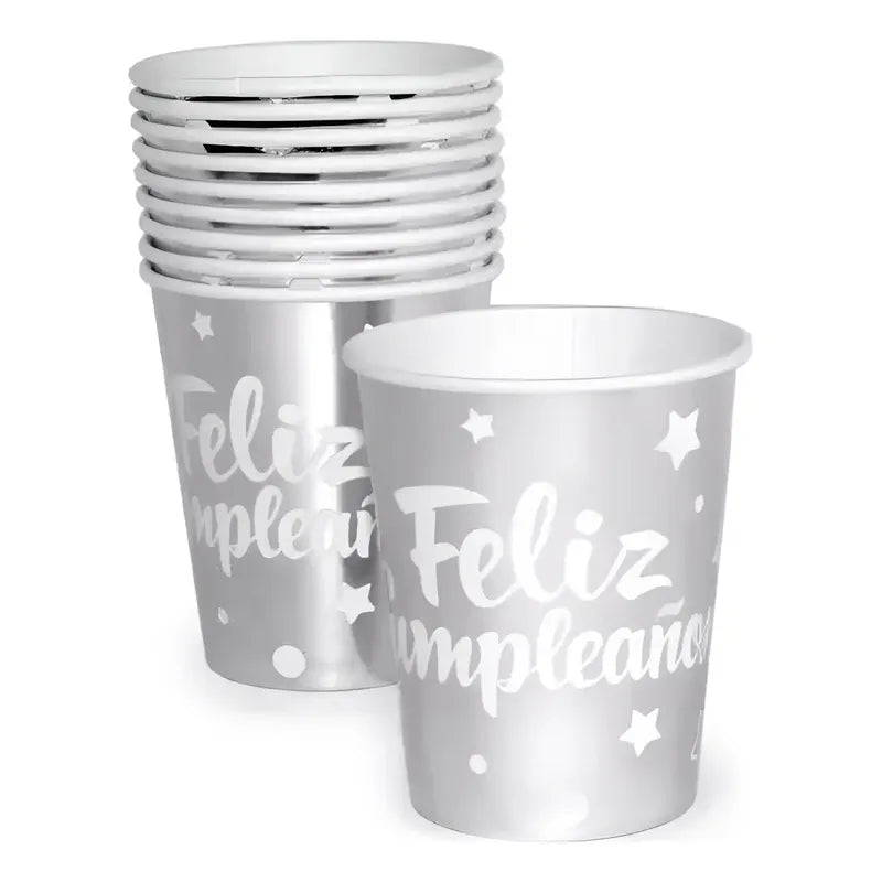 Vasos De Cartón Feliz Cumpleaños 10 Unidades