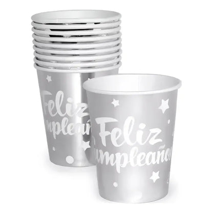 Vasos De Cartón Feliz Cumpleaños 10 Unidades