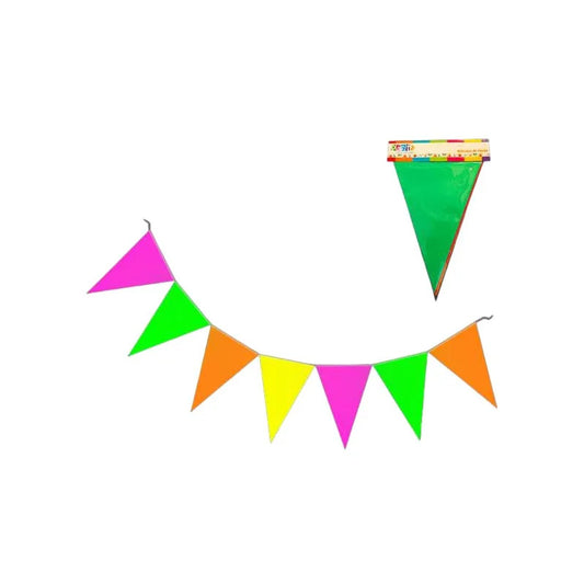 Guirnalda Banderines Triangulares Flúor Decoración Fiesta Flúor