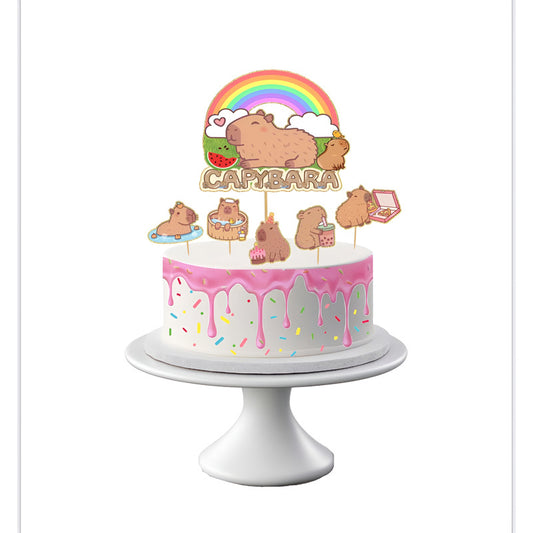 Pack 6 Topper Torta Cumpleaños Capibara Capybara