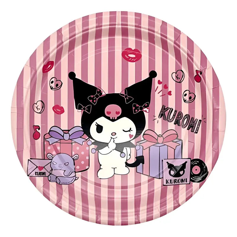Pack 6 Platos Cumpleaños Kuromi  Desechables Violeta