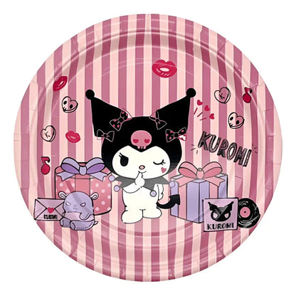 Pack 6 Platos Cumpleaños Kuromi  Desechables Violeta
