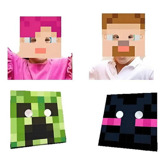 Pack 6 Mascaras Cumpleaños Minecraft Surtido