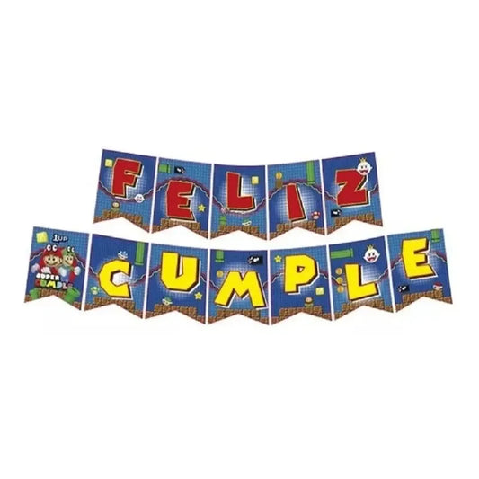 Guirnalda Feliz Cumpleaños Súper Mario Bros