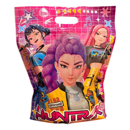 10 Bolsas Cumpleaños Herméticas Guerreras Huntrix 33x26 Cm Violeta