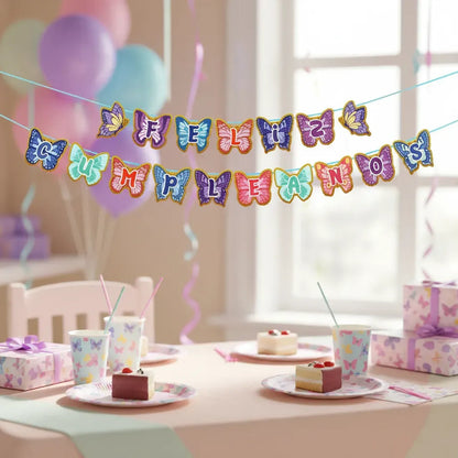 Guirnalda Feliz Cumpleaños Con Diseño De Mariposas Surtido