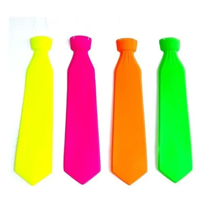 Pack 12 Corbatas Fluor Lisas Fiestas