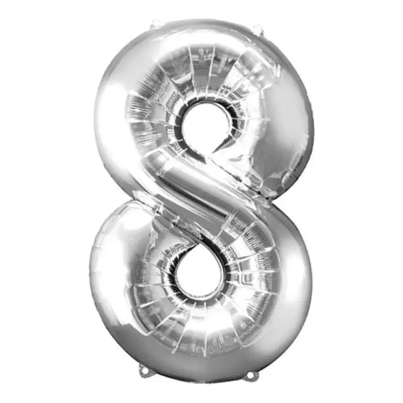 Globo Número Plateado Metalizado 80 Cm Cumpleaños