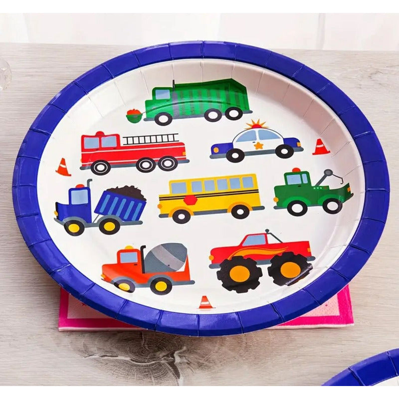 Pack 6 Platos Cumpleaños Camión Blanco