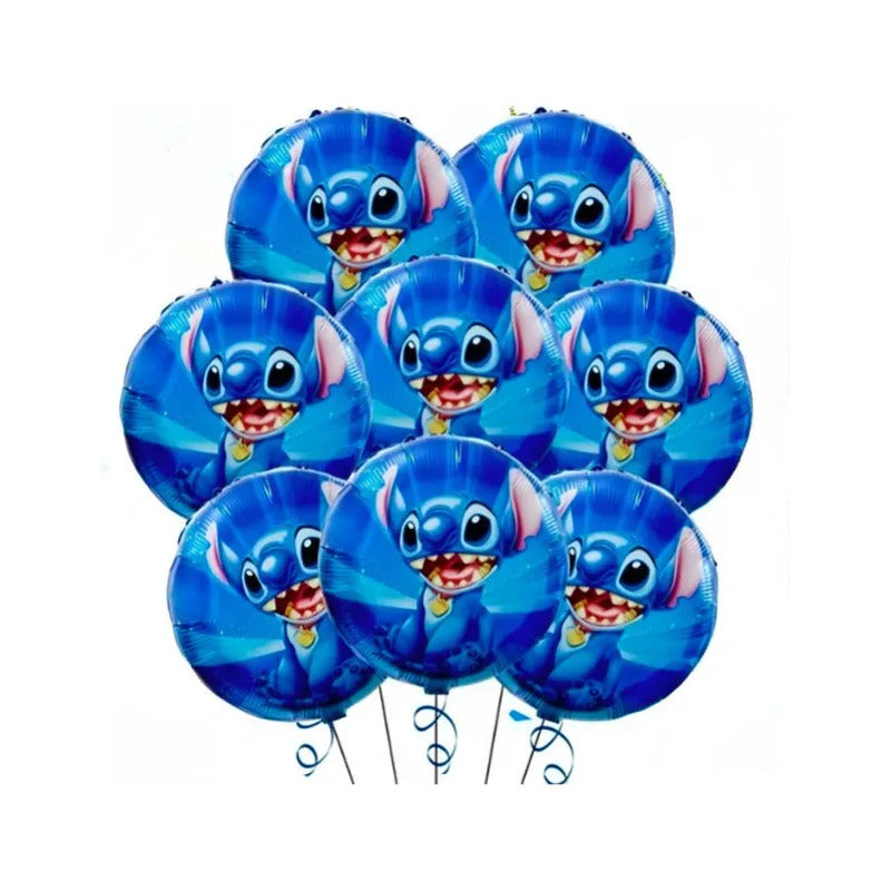 Set 10 Globos Metálicos Stitch Para Fiestas Y Cumpleaños Azul
