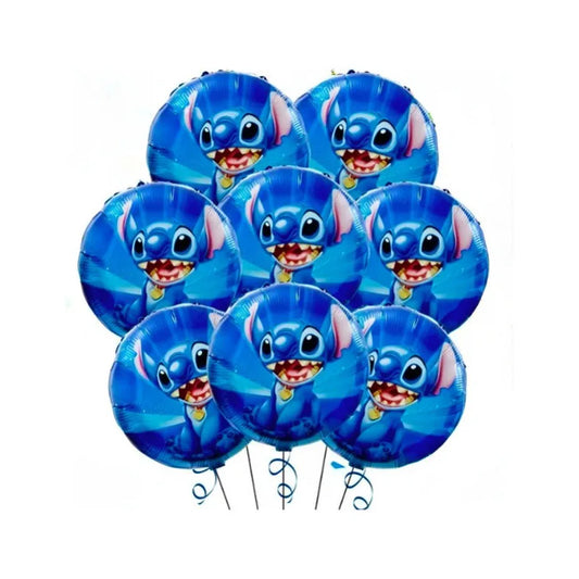 Set 10 Globos Metálicos Stitch Para Fiestas Y Cumpleaños Azul