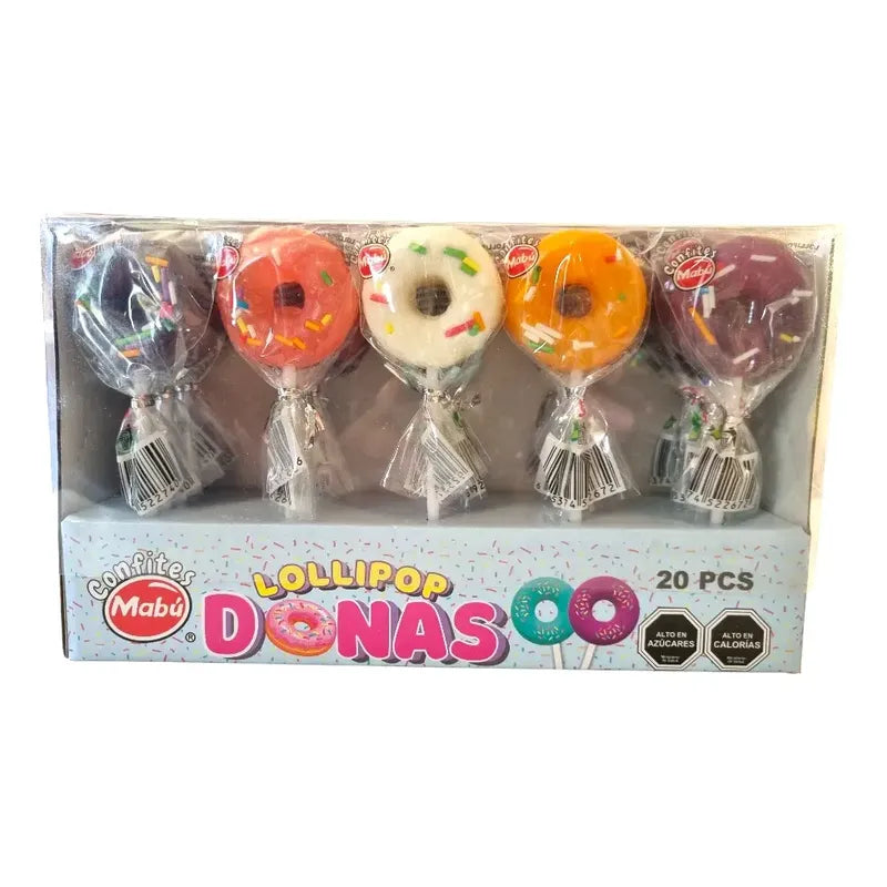 Chupetines Surtidos Mabu Donas Caramelo Duro 20 Unidades