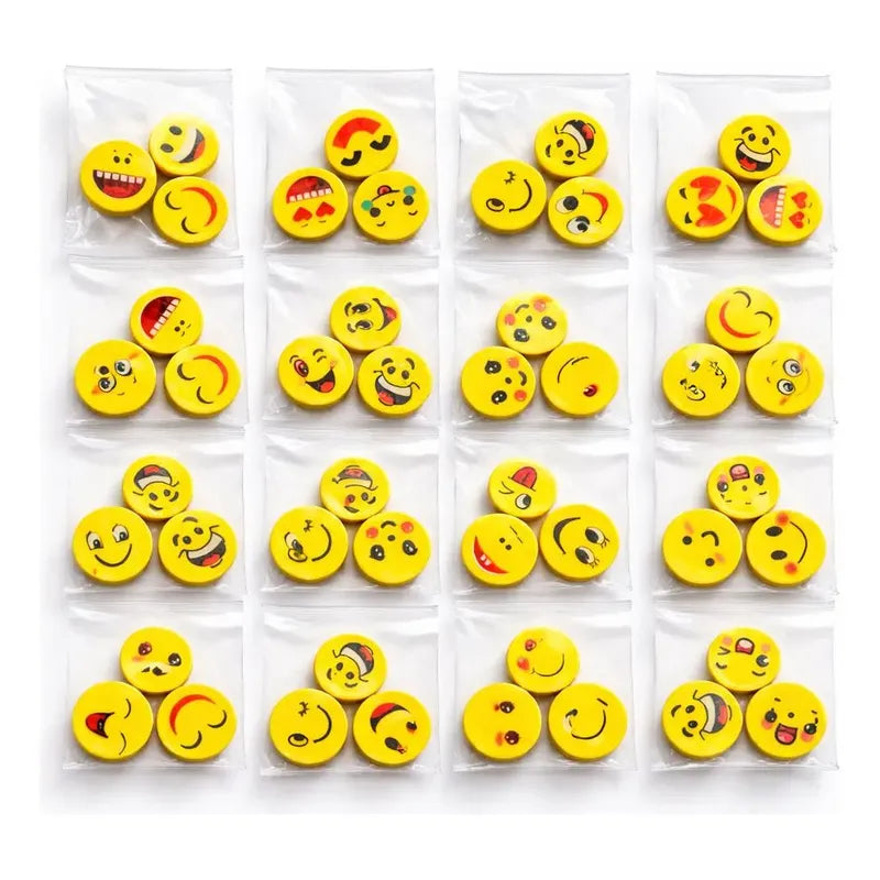 20 Sobres Gomas De Borrar Emoji Caritas Surtidas X 3 Unidade Amarillo