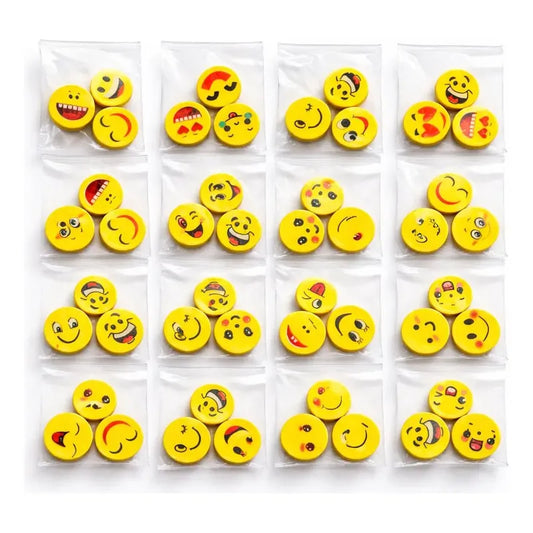 20 Sobres Gomas De Borrar Emoji Caritas Surtidas X 3 Unidade Amarillo